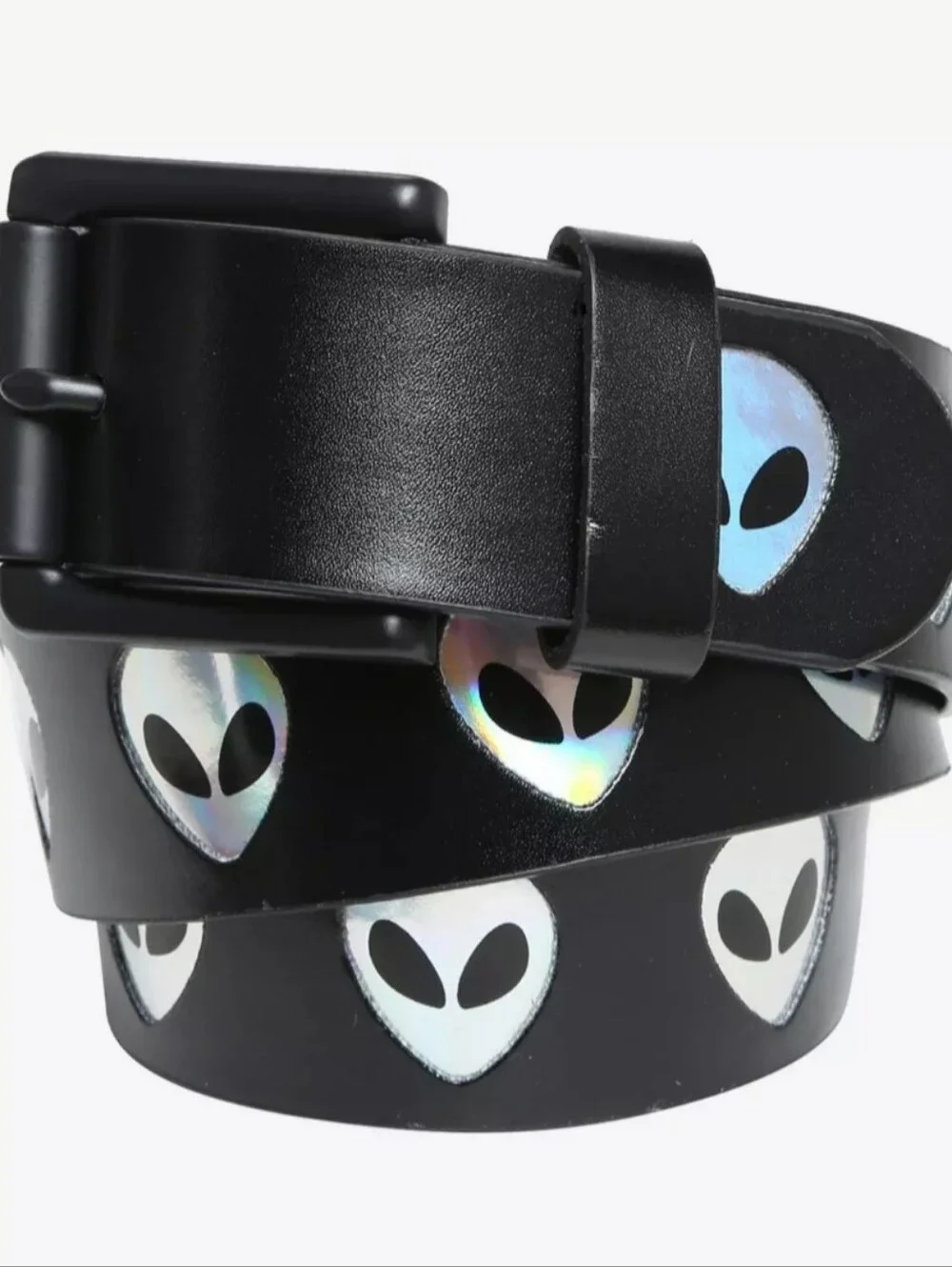 Hot Topic Iridescent Alien Head Faux Leather Belt Size Medium